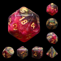 Midnight Rose Dizzy HD Polyhedral 7 Dice Set